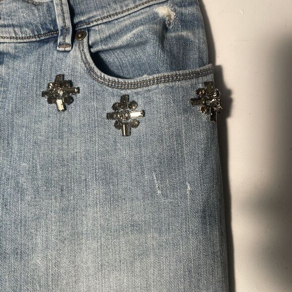 LOFT Relaxed Skinny Jeweled Jeans Pants in Horizon Blue Wash Size 26/2 - Picture 2 of 10
